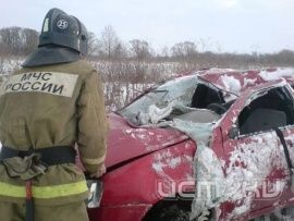 Lada Kalina перевернулась в Кромском районе Lada Kalina перевернулась в Кромском районе