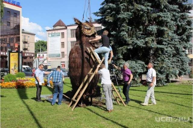 Вслед за Орлом топиарная фигура птицы из веников появилась в Брянске Вслед за Орлом топиарная фигура птицы из веников появилась в Брянске