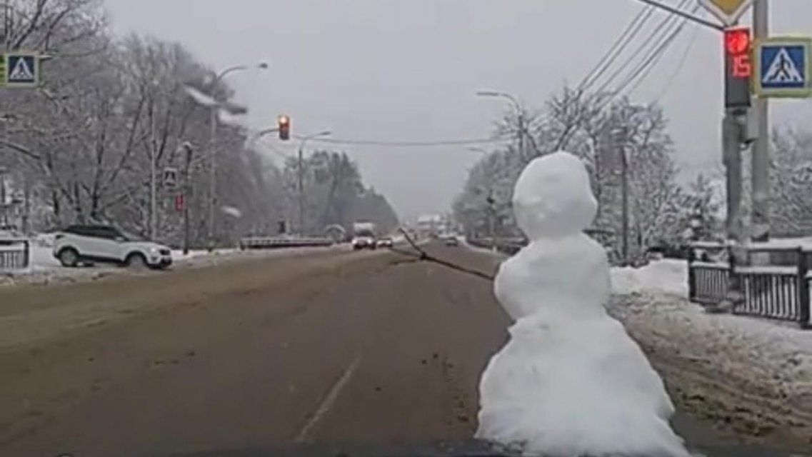 Орловчанин прокатил на капоте авто снеговика