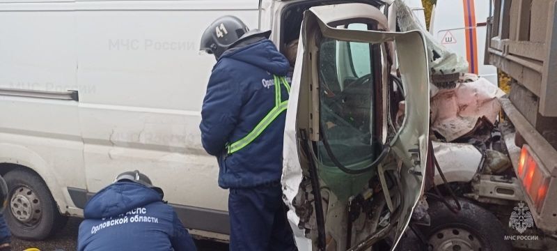 Управление МЧС по Орловской области Орловским спасателям пришлось деблокировать пассажирку после ДТП с грузовиком