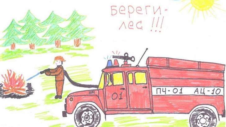 Детские рисунки на тему пожарной безопасности (30 картинок)