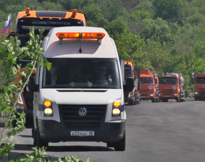 Первая партия дорожно-строительной техники из Орловской области прибыла в ЛНР для помощи в восстановлении дорог