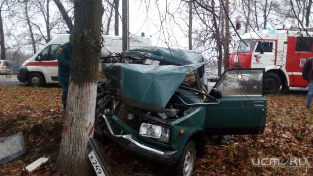 Во Мценске «семерка» врезалась в дерево. Погибла пенсионерка