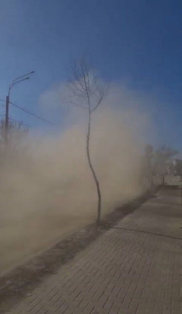  Во время уборки коммунальные машины устраивают песчаные бури в Орле