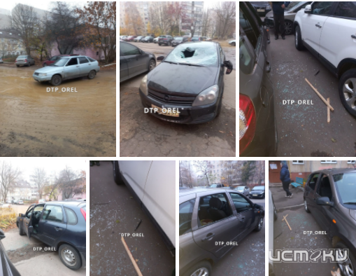 Полиция на вандалов, которые разгромили несколько авто в Орле, возбудила уголовное дело