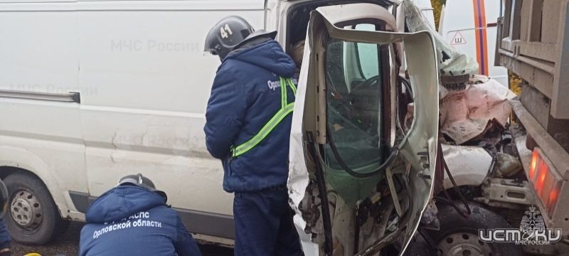 Орловским спасателям пришлось деблокировать пассажирку после ДТП с грузовиком