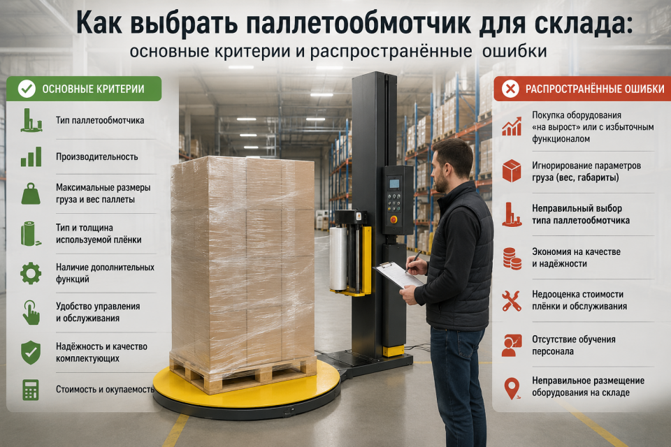 Как выбрать паллетообмотчик для склада: основные критерии и распространённые ошибки