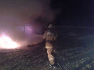 Во Мценске горел «УАЗик»