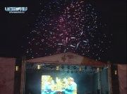 Праздничный салют на площади Ленина в честь завершения этапа эстафеты 