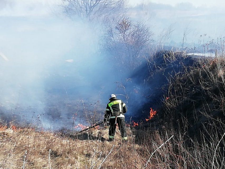 В Орле зафиксирован первый случай загорания сухой травы