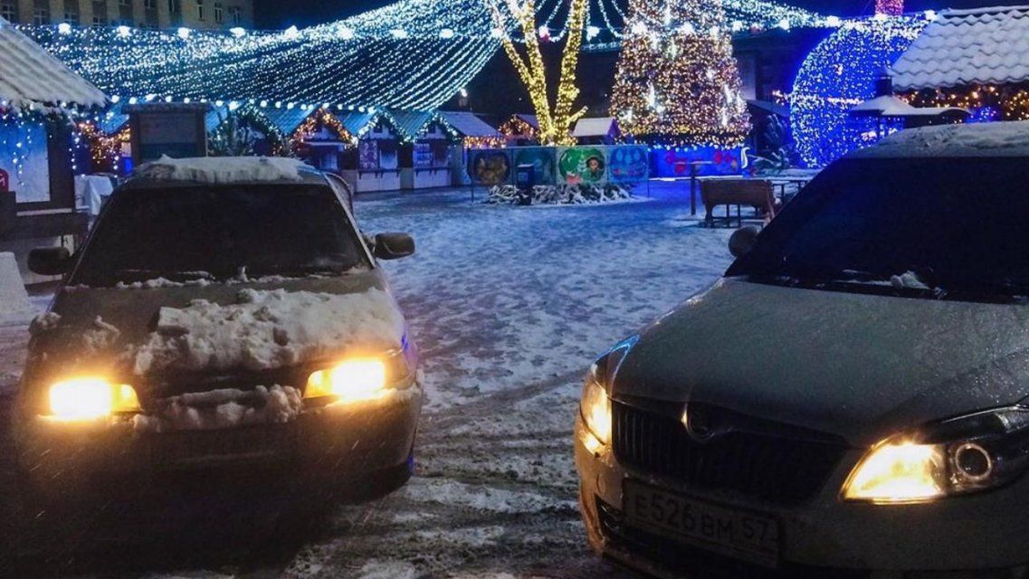 В Орле два автовладельца лихо припарковались возле новогоднего дуба