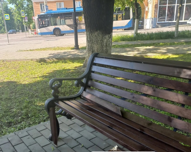 В обновленном сквере Бунина вандалы сломали деревянную лавочку
