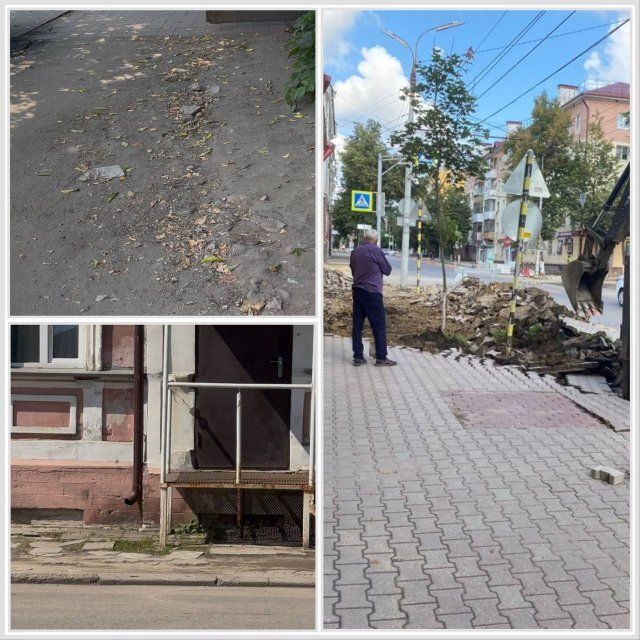 В центре Орла ломают хорошую тротуарную плитку, чтобы положить другую