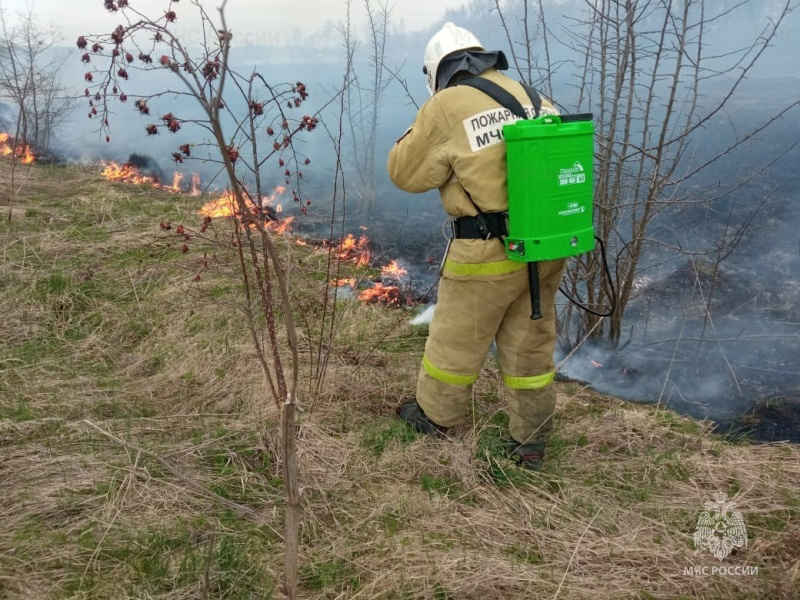 В Орле сотрудники МЧС напоминают об ответственности за нарушение правил пожарной безопасности при сжигании сухой растительности 