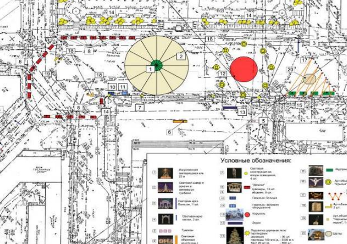 Гирлянды, арт-объекты и торговые павильоны 