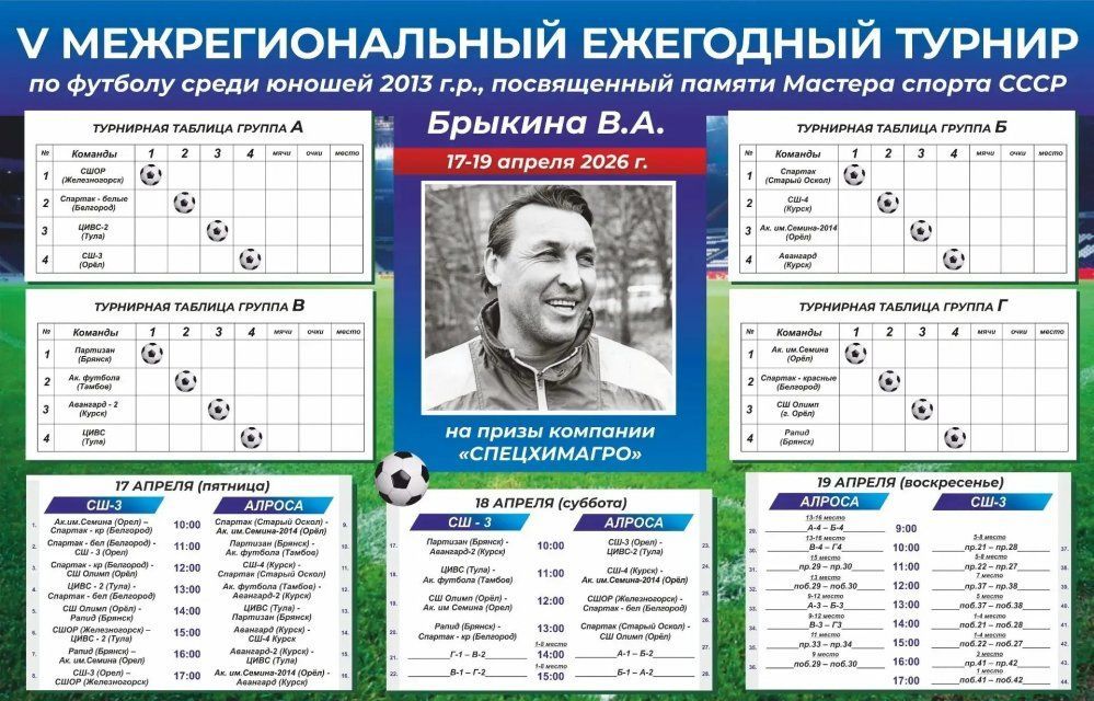 В Орле стартовал турнир по футболу среди юношей 2013 г.р., посвященный памяти Владимира Брыкина