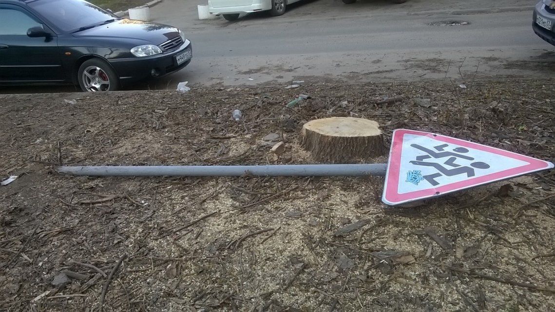 Народный корреспондент получит билеты в кино за фото с лежащим дорожным знаком 