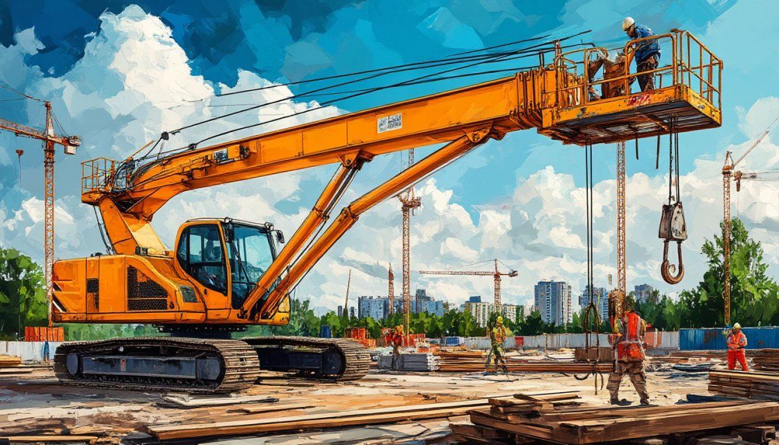 Применение подъемников для монтажных работ на стройплощадке