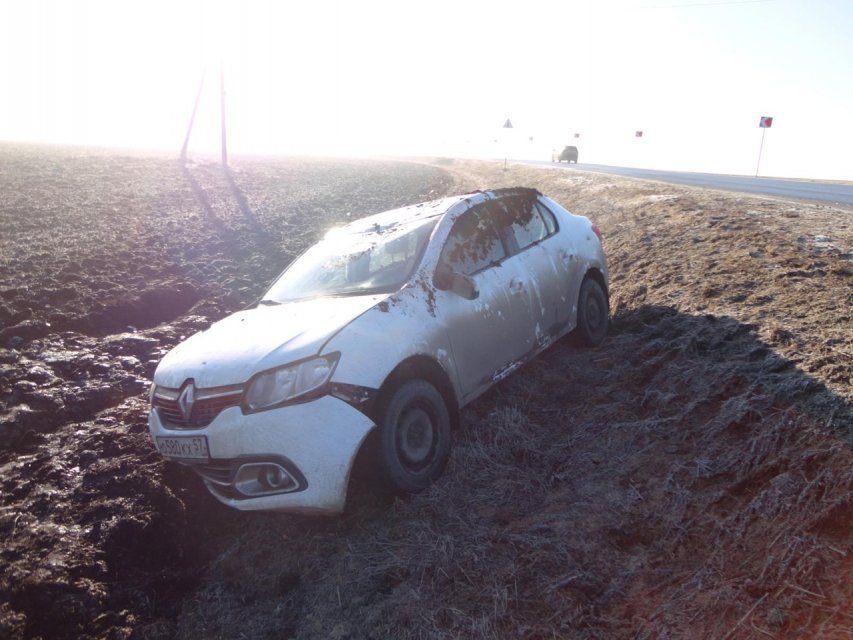 Под Орлом "Рено" слетел с дороги. Пострадал водитель