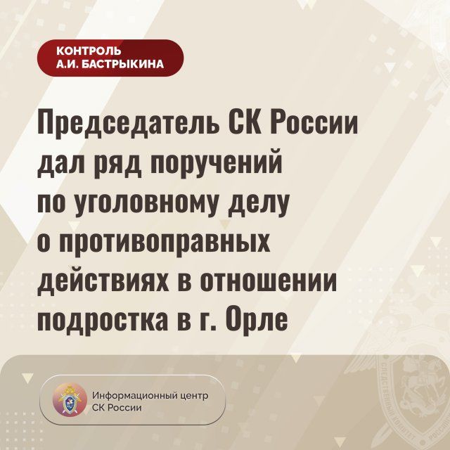 Бастрыкин взял на контроль дело об избиении орловского подростка