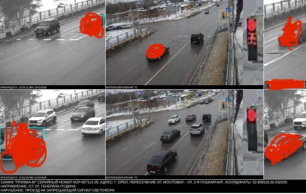 В Орловском ГАИ дали комментарий по поводу перекрестка в Орле, где со всех сторон горел красный свет светофора
