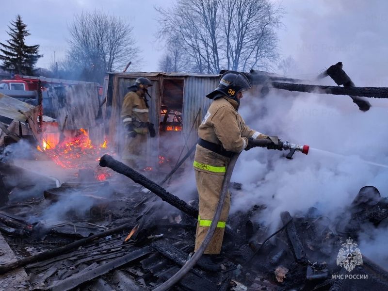 В орловском селе сгорели гараж, хозпостройка и автомобиль