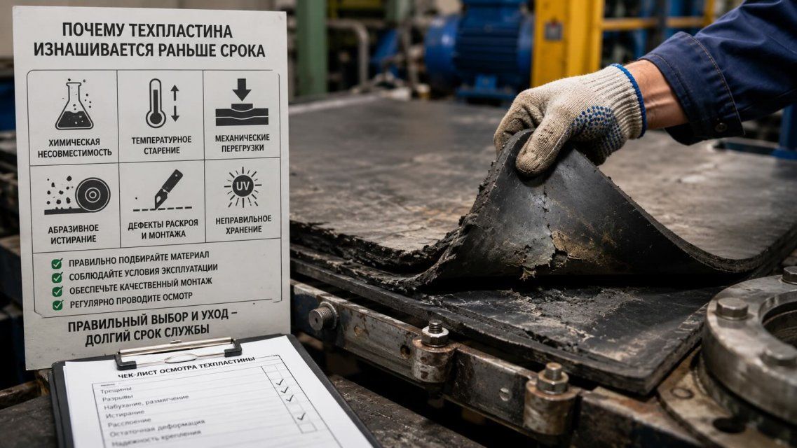 Техническая резиновая пластина: причины преждевременного износа и разрушения