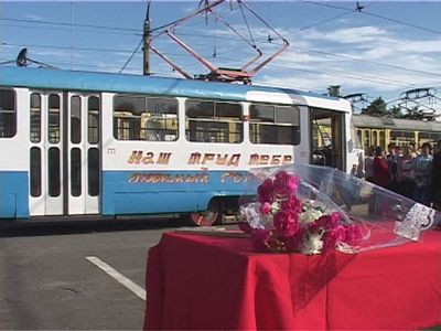 Новый трамвай на маршруте