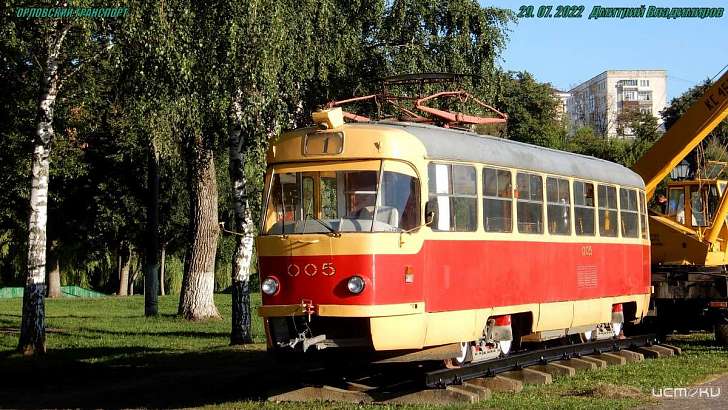 В Орле ходовой трамвай установили в районе слияния рек Оки и Орлик