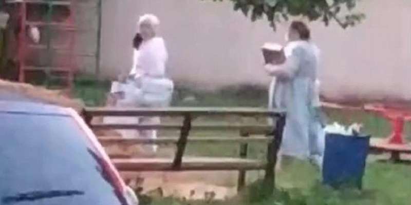 «Собирали голоса»: в орловском дворе замечены странные люди в защитных костюмах