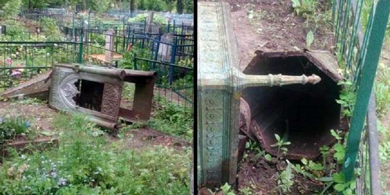 На мценском кладбище вандалы разграбили склеп XIX века