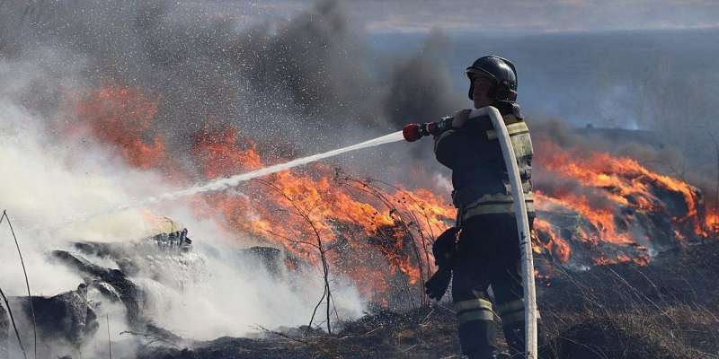 15 спасателей тушили пожар возле мусорного полигона в Орле