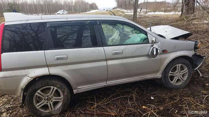 Под Орлом иномарка улетела с трассы в кювет и врезалась в дерево