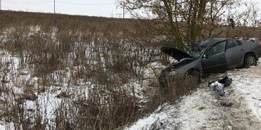 На Орловщине автомобилист с двумя пассажирками съехал с трассы и врезался в дерево