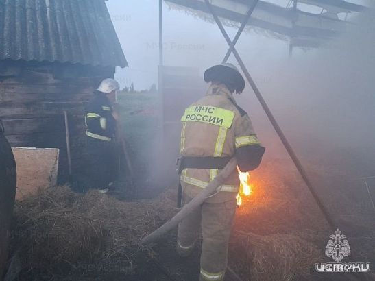 В поселке под Орлом сгорело 20 тюков с сеном 