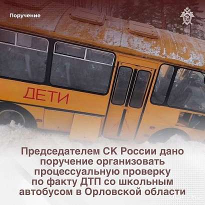 Бастрыкин дал поручение провести процессуальную проверку по факту ДТП со школьным автобусом в Орловской области