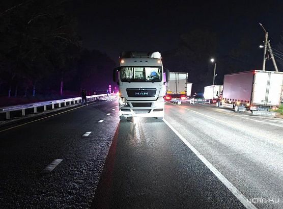 Вечером на трассе под Орлом пешеход погиб под колесами большегруза