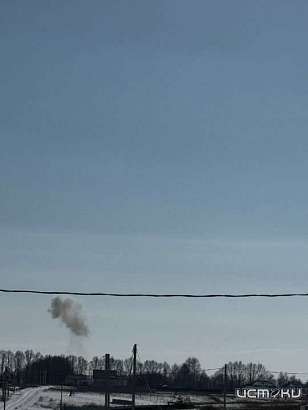 Жители деревни Образцово фотографируют столб дыма и говорят о том, что слышали грохот