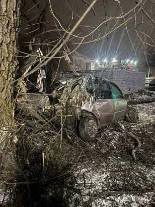 В Орле ночью «Лада» влетела в дорожное ограждение и в дерево
