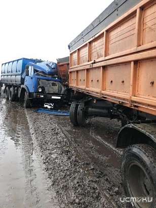В поле под Орлом не смогли разъехаться два «КАМАЗа». Один водитель в больнице