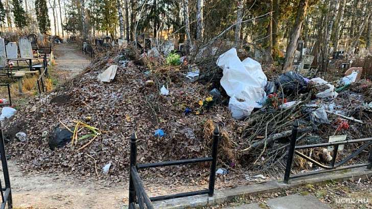 Фотофакт: на Наугорском кладбище в Орле скопились горы мусора