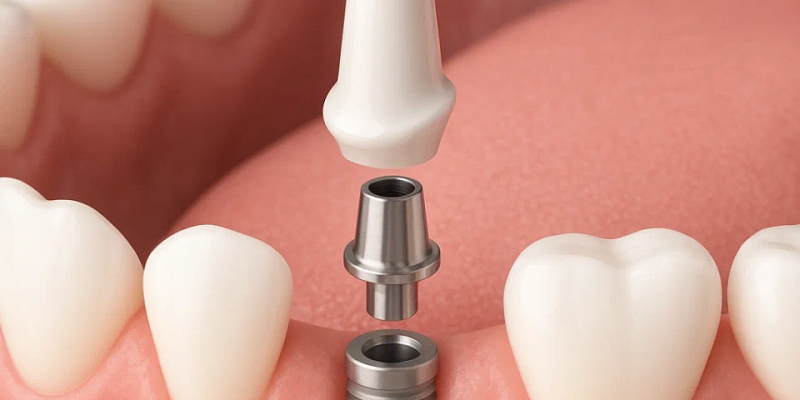 Из чего состоит имплант: имплант + абатмент + коронка