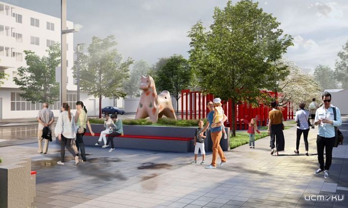 В Ливнах благоустроят общественную территорию. Основным цветом проекта станет красный