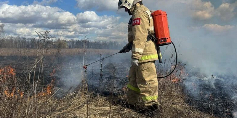 На тушение сухой травы орловские спасатели на выходные выезжали 47 раз