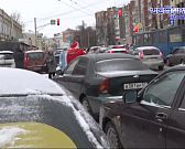 На орловских улицах появился Дед Мороз с жезлом