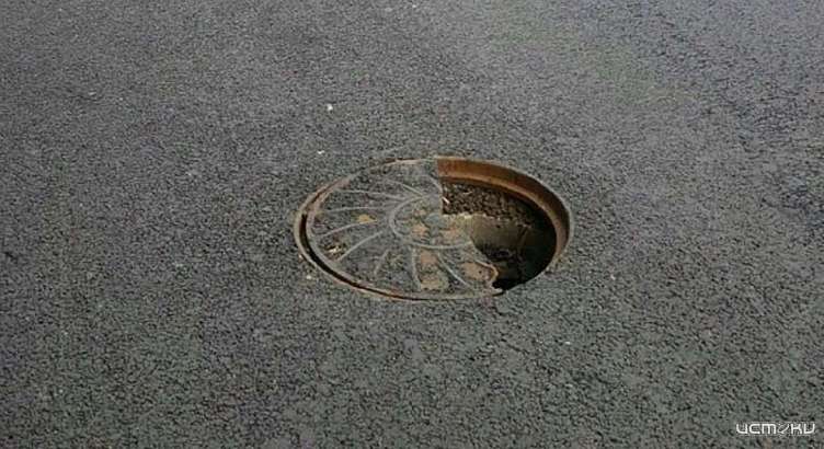 На свежеотремонтированной улице Московской в Орле замечен отломанный люк