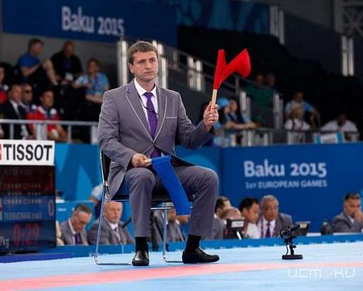 Директор ДЮСШ «Орел-Карат» Олег Кошелев отсудил соревнования Первых Европейских игр без замечаний