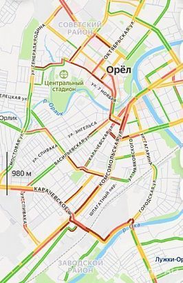 В эти минуты Орел сковали пробки