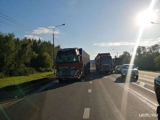 На орловской трассе не разъехались два тягача