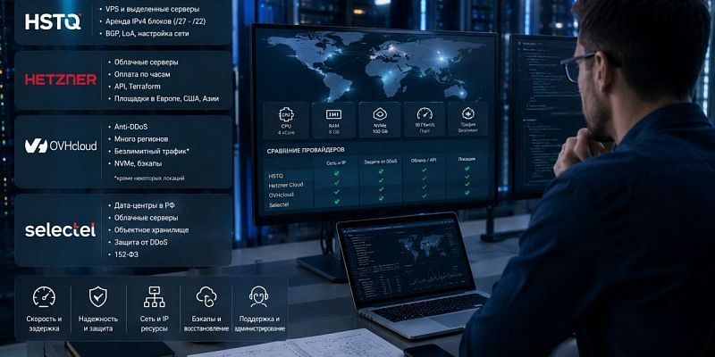 HSTQ против Hetzner, OVHcloud и Selectel: сравнение под конкретную задачу